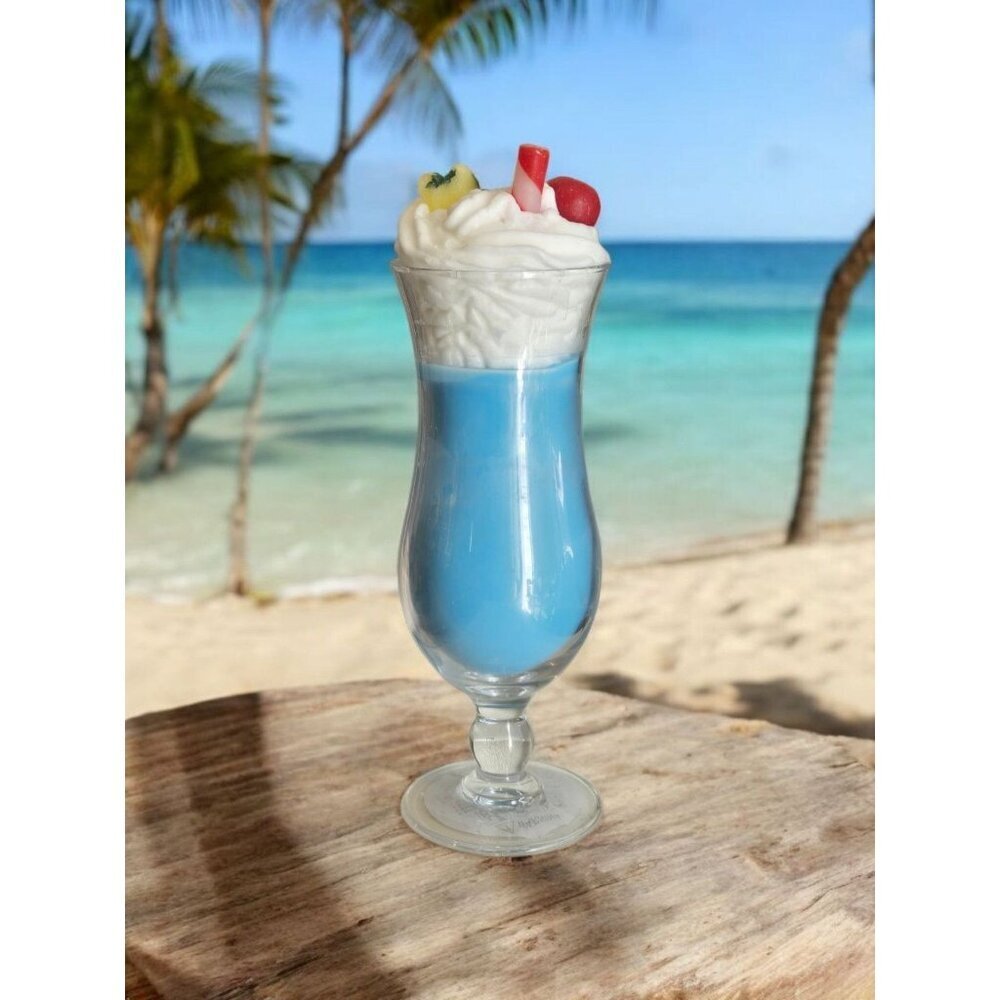 New Blue Hawaiian Pina Colada W/ Whip Cream Cocktail Beverage Drink Candle Gift